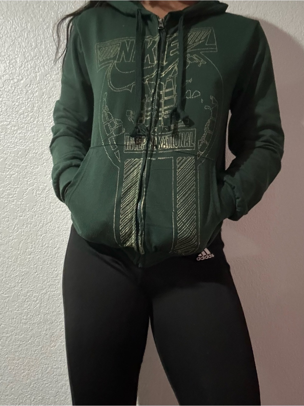 Nike Dark Green Full-Zip Graphic Hoodie